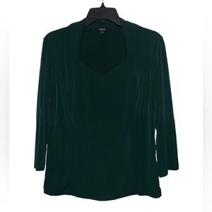 Premise Forest Green‎ Stretch Knit Blouse Size Medium